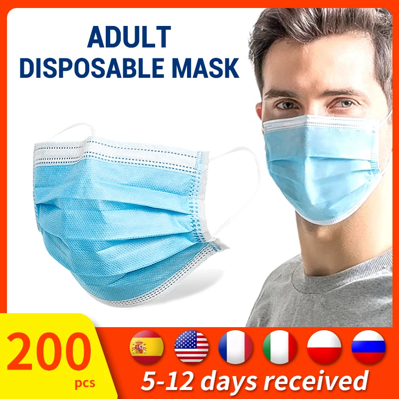 

100 Pieces/Lot Disposable Masks Medical 3 Layer Mouth Mask Thickened Half Face Mask for surgical Women and Men High Quality