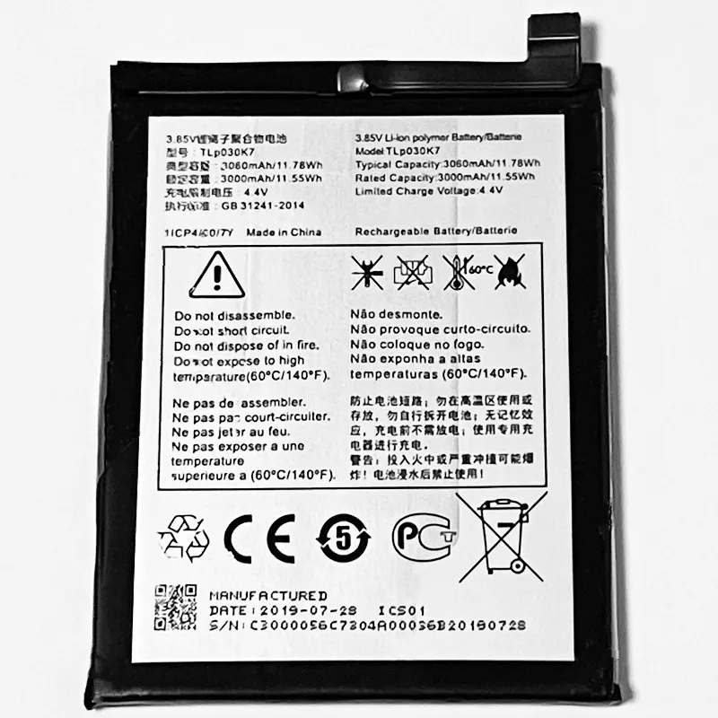 Аккумулятор 3 85 В 3060 мАч TLp030K7 для Alcatel 1S 5024D 5024A 5024J 5024I 5024F | Мобильные телефоны и