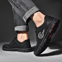 Уличная походная кожаная обувь с микрофиброй; Мужские Винтажные мокасины ручной работы на плоской подошве на шнуровке; chaussure homme; кроссовки; обувь