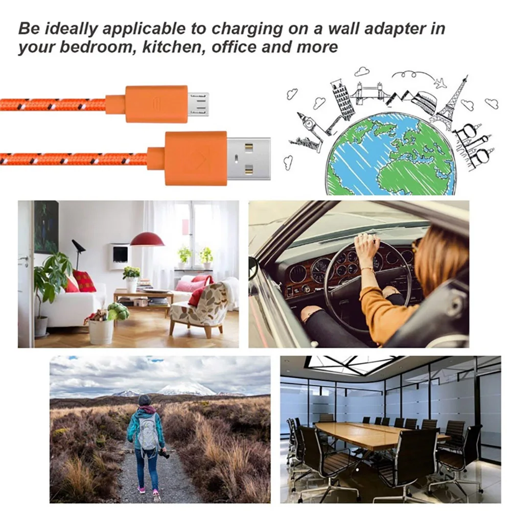 Micro USB кабель для синхронизации данных USB кабель для зарядки samsung htc huawei Xiaomi Tablet Android 1 м/2 м/3 м нейлоновая оплетка USB кабели для телефонов