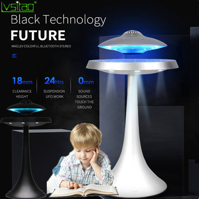 Levitating Led table lamp with magnetic suspension