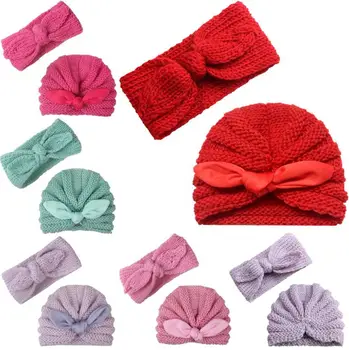 

Baby hat scarf two-piece suit autumn and winter new rabbit ear wool hat hair accessories suit winter thickened warm knitted hat