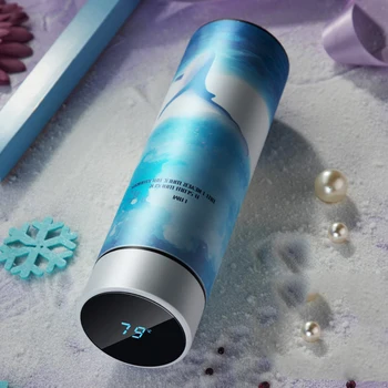 

Thermos Vacuum Flasks 450ml Temperature Display Insulated Cups Hot Water Bottle 304 Stainless Steel Tumbler Tea Termos