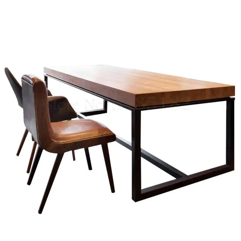 600 лофт американский Ретро Старый кованый обеденный стол из массива дерева и стул