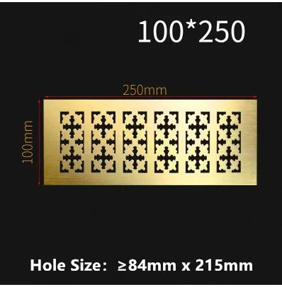 100MM X 250MM Алюминиевый сплав прямоугольная вентиляционная решетка вентиляционная крышка шкаф для обуви шкаф сетка отверстие жалюзи вентиляционное отверстие домашний декор крышка - Цвет: 100MM X 250MM