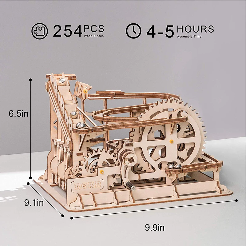 Robotime ROKR DIY Marble Run Blocks игра 3D деревянная головоломка Waterwheel модель американских