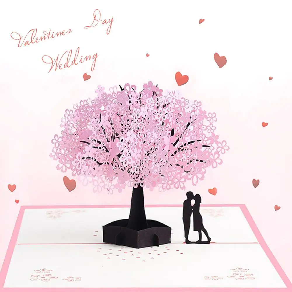Love 3D Pop UP Cards Valentines Day Gift Postcard with Envelope Stickers Wedding Invitation Greeting Cards Anniversary for Her
