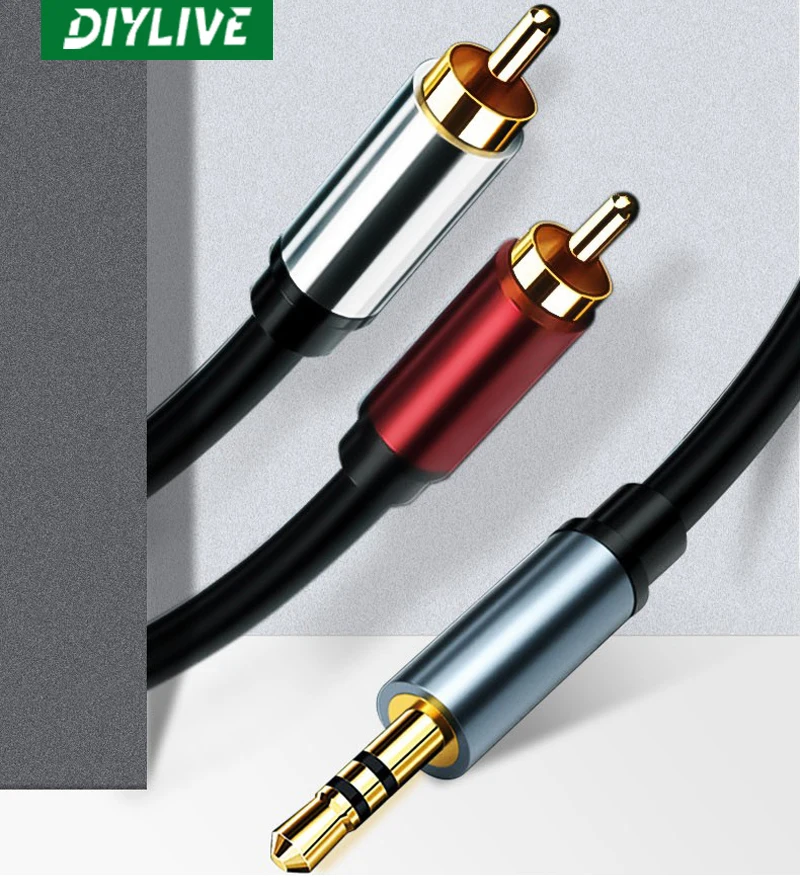 DIYLIVE RCA кабель Hi-Fi стерео 3 5 мм до 2RCA Aux jack 3.5Y усилитель мощности сплиттер для аудио
