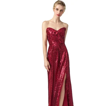 

Long Sexy Evening Dresses Sweetheart Sequined Split Evening Gowns Formal Dress Elegant Backless Abendkleider Vestido De Noche