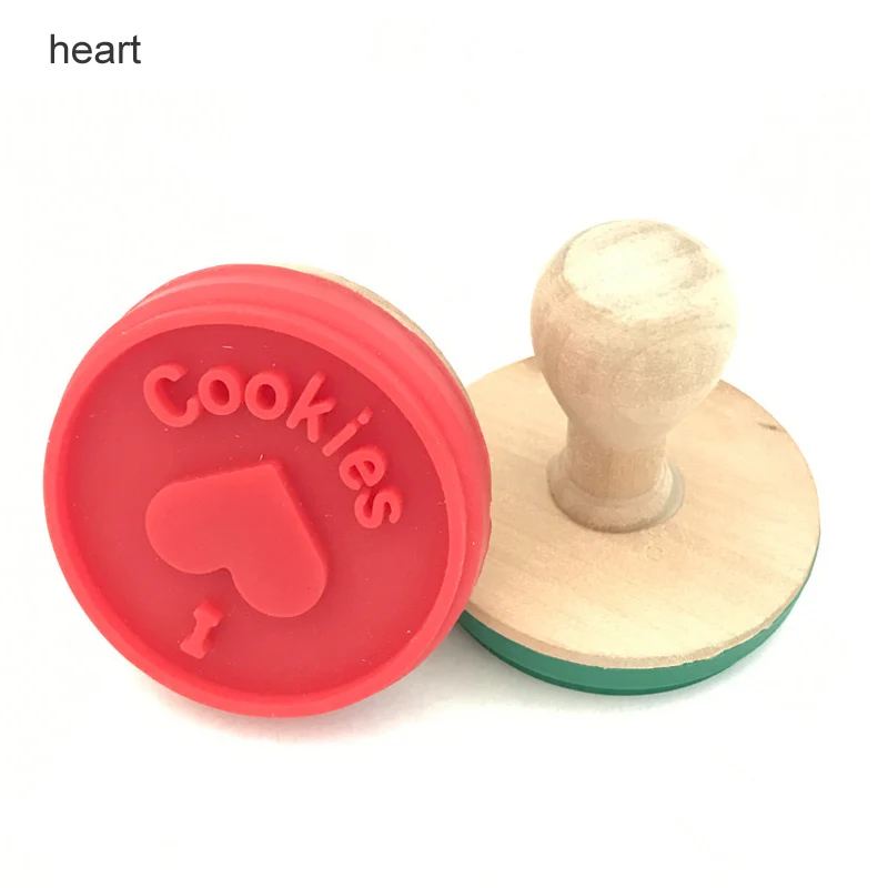heart Резак для печенья, пресс-формы для печенья, инструменты для выпечки, деревянная ручка, силикон, штамп для печенья, сделай сам, кондитерский торт, кухонный обеденный бар - Цвет: heart