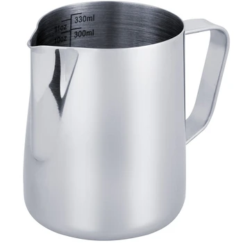 

Quality Milk Jug 350Ml/12 Fl.Oz, 304 Stainless Steel Milk Pitcher, Milk Frothing Jug For Making Coffee Cappuccino
