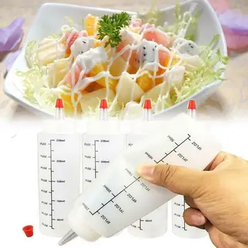

Pe Plastic Needle Nose Scale Squeeze Bottle Cap Squeezable Leak Proof With Bottle Squeeze Bottle 250Ml Salad Kitchen Tool