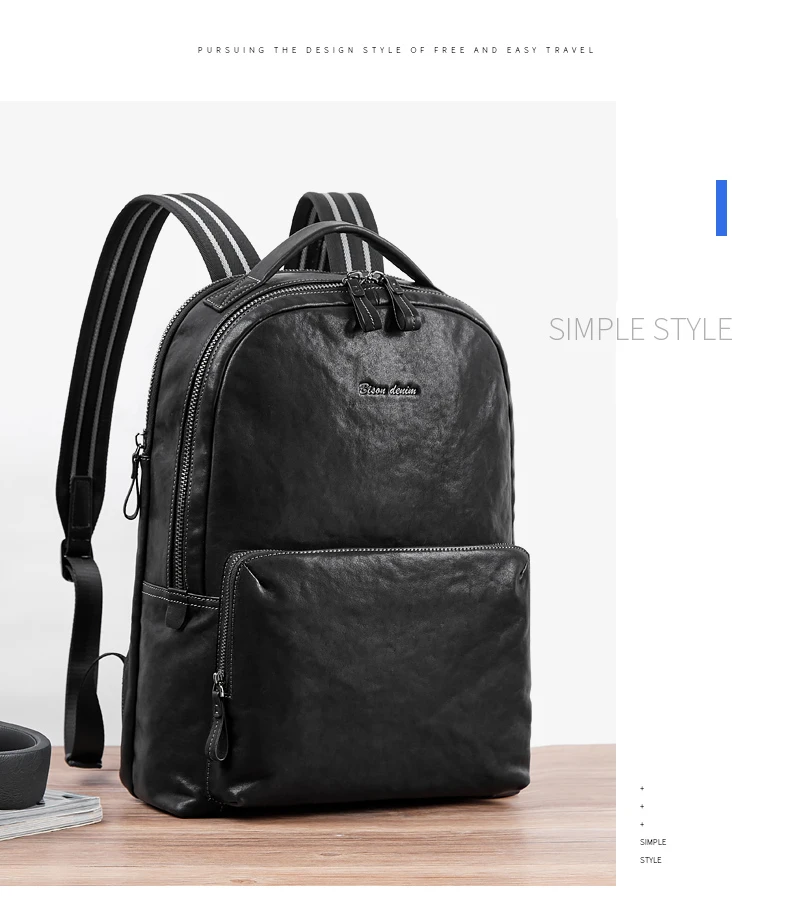BISON DENIM, рюкзак из натуральной кожи с растительным дублением, 15 дюймов, сумка для ноутбука, мужской рюкзак для путешествий, школьный рюкзак для подростков N2953