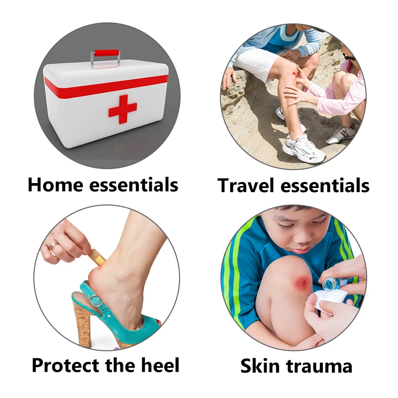 100pcs Band Aid Wound Dressings Sterile Hemostasis Stickers First Aid Bandage Heel Cushion Adhesive Plaster Emergency Kit H050