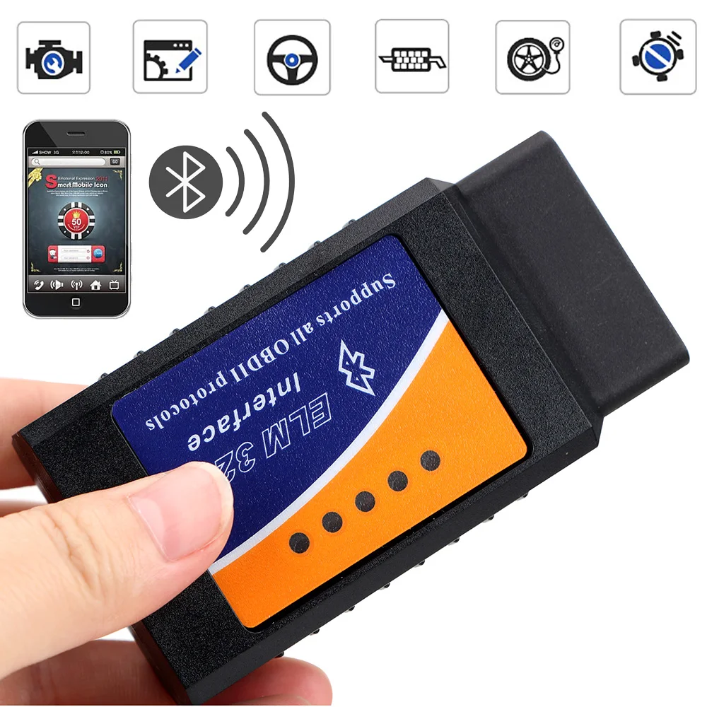 Bluetooth ELM327 V2.1 Android Torque OBD2 считыватель кодов ошибок диагностический сканер Mini OBDII