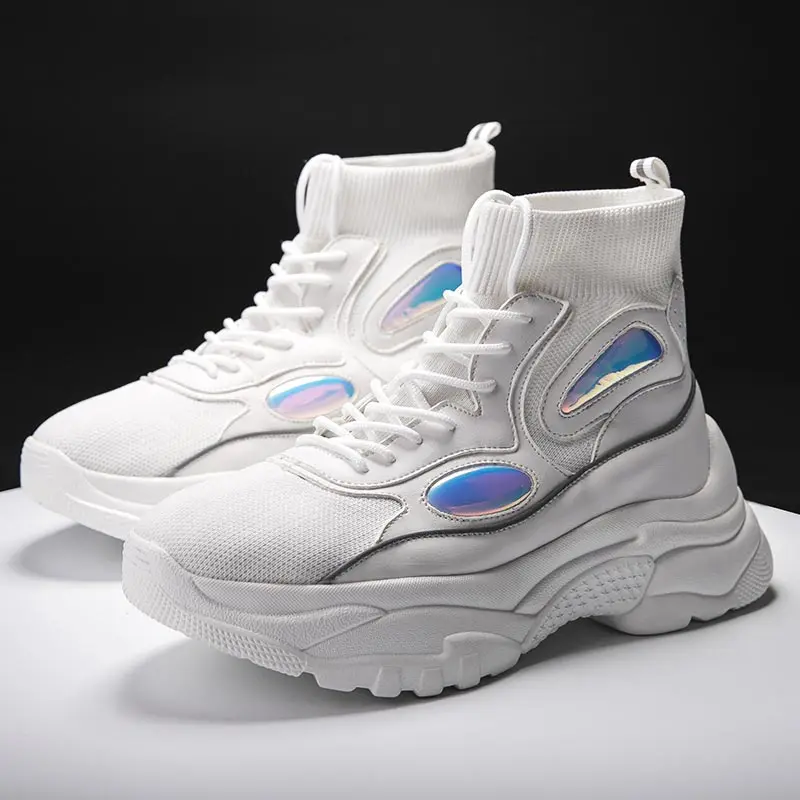 Zapatillas de deporte de media plataforma para hombre y mujer, zapatos  deportivos blancos para correr, 2020, E 378|Zapatillas de correr| -  AliExpress