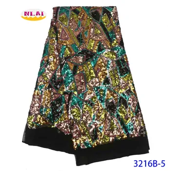 

Hot Sale African Net Lace Fabric Gold Sequin Belt High Quality Latest African Sequence Lace Fabric For Woman Dress NNA3216B-2