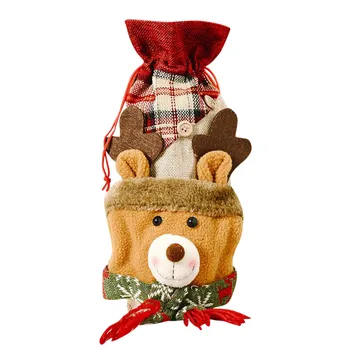 

3PCS Christmas Red Wine Bottle Covers Bag Linen Holiday Santa Claus Champagne Wine Bottle Cover Christmas Decorations For Home