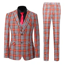 Мужской костюм, плюс-размер, мужской клетчатый узор, три предмета, классический стиль, куртка+ жилет+ брюки