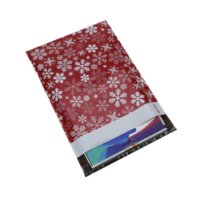 

100pcs 25.5x33cm 10x13 inch Red snow pattern Poly Mailers Self Seal Plastic Envelope Bags/Christmas gift mailing bag