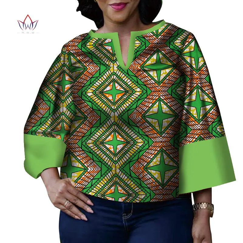 Африканская восковая рубашка с принтом для Женщин Дашики ЭЛЕГАНТ африканская одежда размера плюс традиционная африканская одежда WY4050 - Цвет: 12