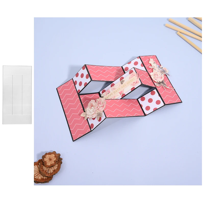 

DiyArts 3D Folded Fancy Metal Cutting Die Rectangle Decorative Photo Album For Diy Scrapbooking Stamps and Ddies for Card Making