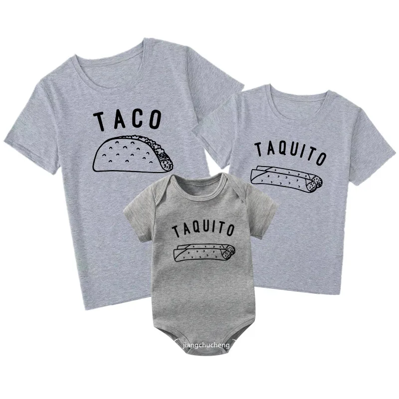 Taco and Taquito Family Matching Tshirts Funny Matching Father and Daughter Son Taco Shirts Cotton Daddy and Me Family Outfits 5