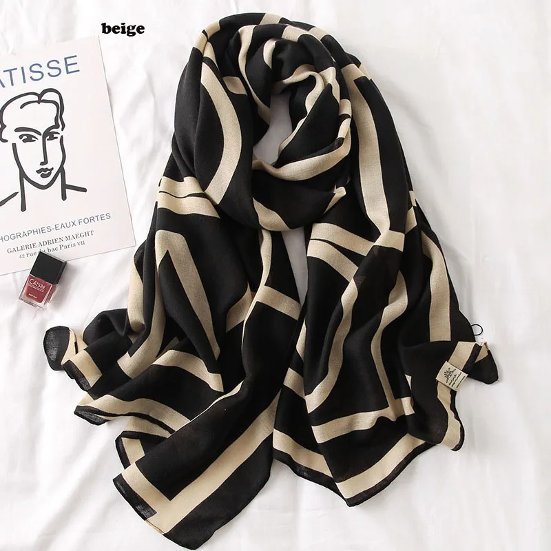 2020 Newest Women Geometry Pattern Cotton Scarf 2Colors 10pcs/lot |