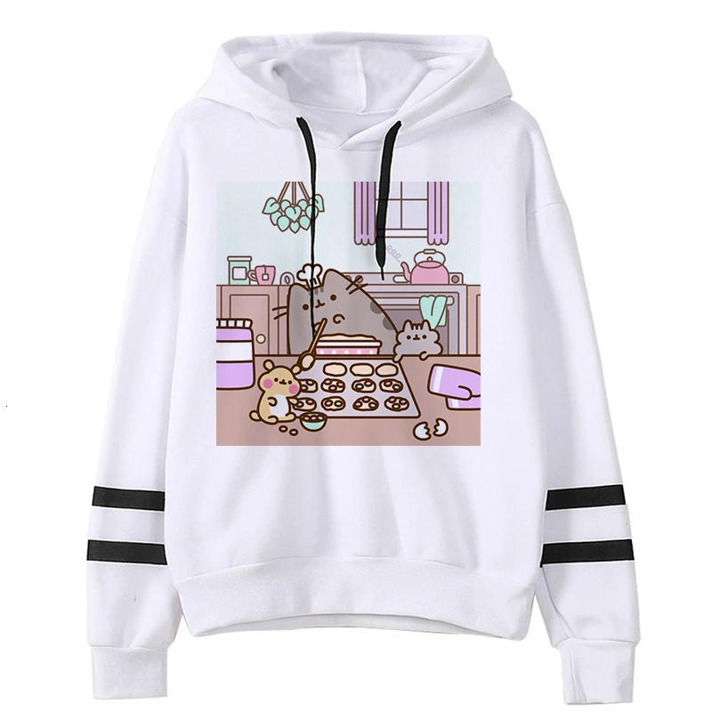 Kawaii Cat Harajuku Забавный мультфильм толстовки для женщин Ullzang милый корейский стиль осень зима толстовка 90s теплая толстовка женская