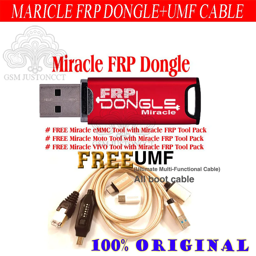 

gsmjustoncct miracle frp dongle/key +umf cable (all In One Boot Cable )