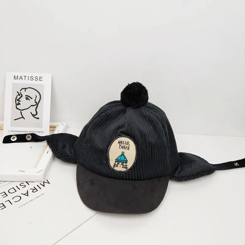 Winter Warm Kids Boys Hats Fur Lining Earcuff Cartoon Caps