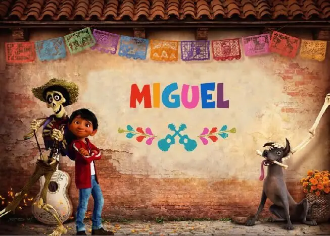 7x5ft Coco Miguel Bricks Wall Dante Dog Guitar Custom Photo Studio Background Виниловый фон 220 см x 150 см|Фон для