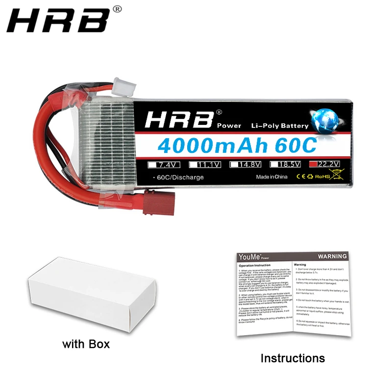 HRB 6S 22,2 V 4000mah Lipo батарея XT60 EC5 XT90 TRX T Deans женский 60C RC Квадрокоптер FPV Самолет багги автомобиль Грузовик Лодка запчасти DIY