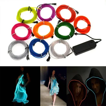 

1m/3m/5M 3V Flexible Neon Light Glow EL Wire Rope tape Cable Strip LED Neon Lights Shoes Clothing Car waterproof led strip New