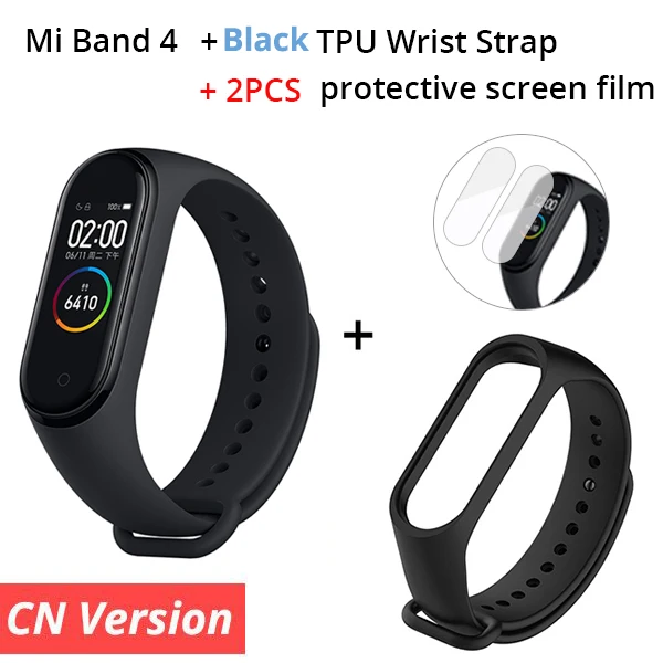 Xiaomi mi Band 4 Smart mi band 3 Цвета экран Браслет фитнес-трекер для измерения сердечного ритма Bluetooth 5,0 водонепроницаемый банда4 - Цвет: CN n Black Strap