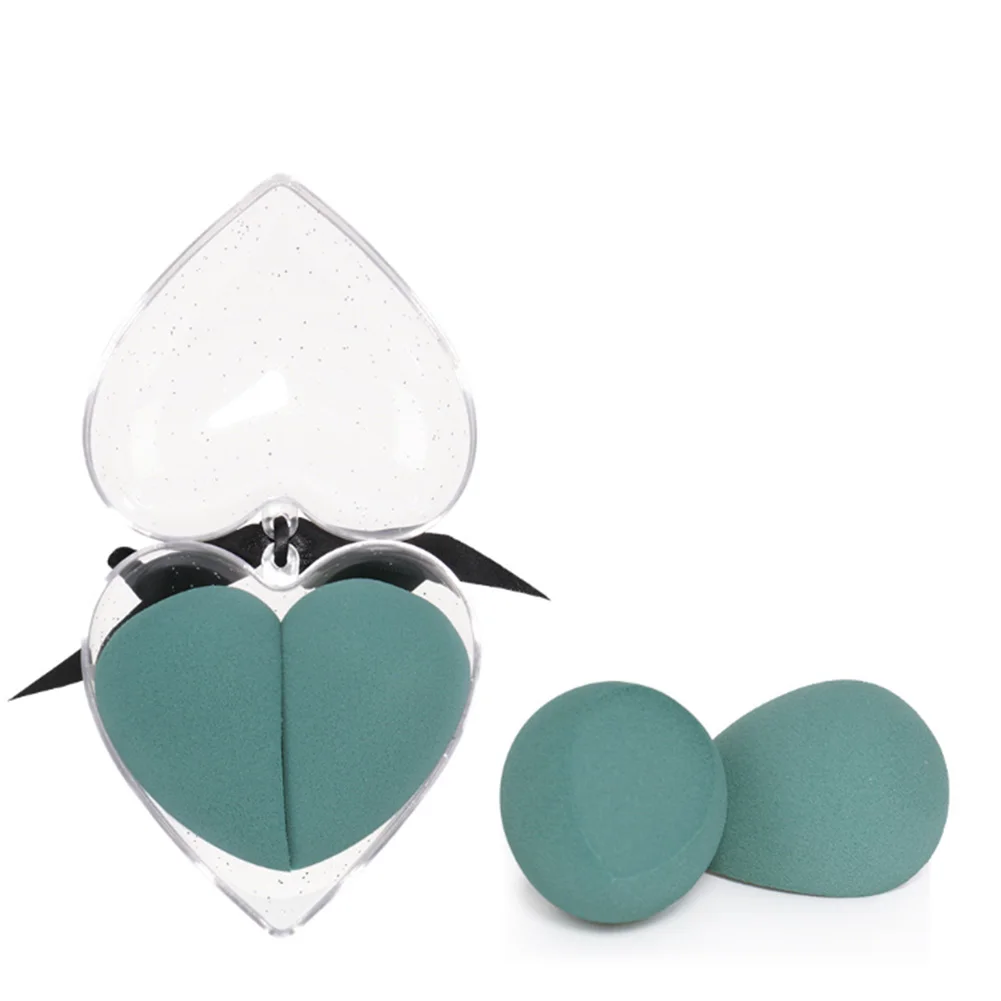 2 шт инструмент для макияжа пуховка практичная эластичная не латексная моющаяся мягкая емкость многоразового использования в форме сердца коробка ворсовое покрытие