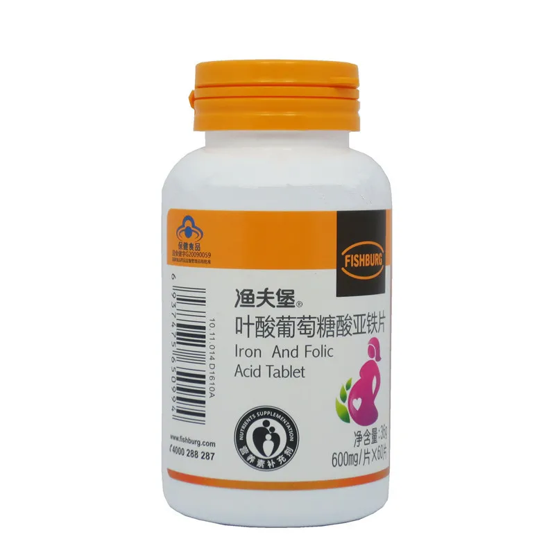 Yufubao Folate глюконат железа гидрат таблетки 600 мг/таблетки * 60 для беременных женщин 24