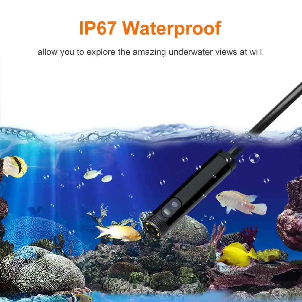 Dual Lens 8mm Endoscope HD Wifi Borescope Camera IP67 Waterproof Inspection Camera with 6 LEDs Side