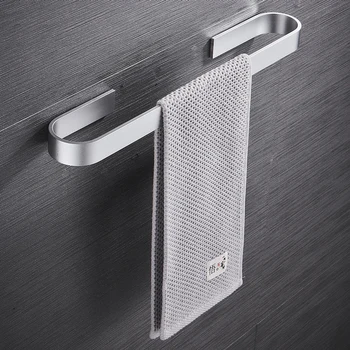 

Towel Holder Bathroom Towels Rack Hanger Black Silver Space Aluminum Wall Hanging Towel Bar Organizer Kitchen Storage Shelf