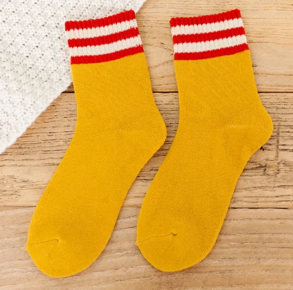 yellow 1 пара, зимние женские утепленные шерстяные кашемировые зимние носки, бесшовные махровые сапоги, носки для сна - Цвет: yellow