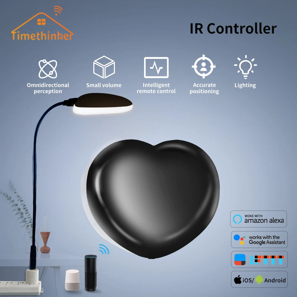 

Timethinker Tuya Smart Home Wifi IR Remote Control LED Light for Alexa Google Home Portable Heart Shaped Timing App Control Lamp