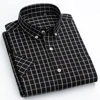 MACROSEA Men's Casual Plaid Shirt High Quality 100% Cotton Men's Summer Big & Small Plaid Shirts Short Sleeve Mens Social Shirts 1