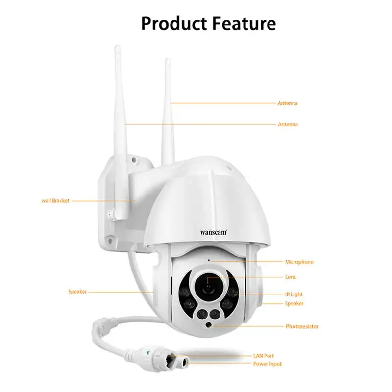 

K38D smart surveillance night vision camera with face tracking and waterproof