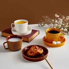 Cutelife Nordic Ceramic White Vintage Coffee Cup Reusable Saucer Retro Tea Cup Elegant Set Of Cups Milk Water Teacup Home Decor