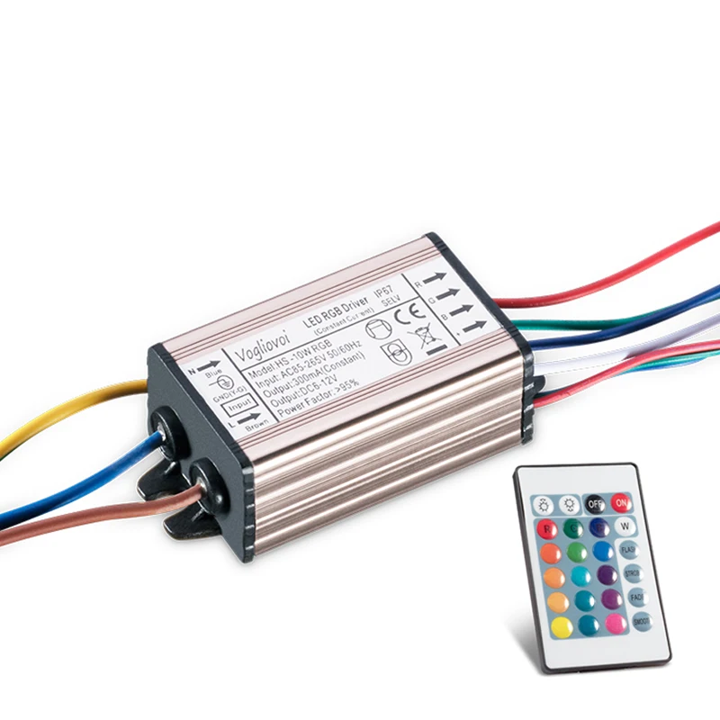 Vogliovoi цветная (RGB) трансформатор 10 Вт 300MA DC7-11V Водонепроницаемый AC85-265V Алюминий