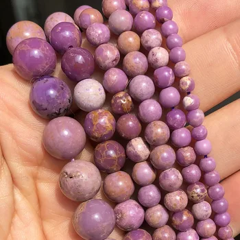 

Natural Stone Purple Micalex Round Beads for Jewelry Making 4 5 6 8 10mm Loose Spacer Beads DIY Bracelet Accessories 15''