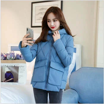 

2019 Jacket Women Winter Fashion Warm Thick Solid Short Style Cotton padded women Parkas bread Coat Outwear 3XL 290