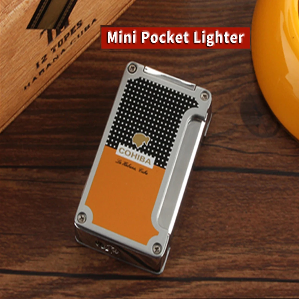 

COHIBA Cigar Lighter Pocket Cigar Accessories Cigarette Lighters with Cigars Cutter Punch 1 Jet Torch Lighter Gift Box