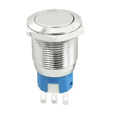 

3Pin Terminals SPDT Momentary 19mm Flat Button Metal Pushbutton Switch