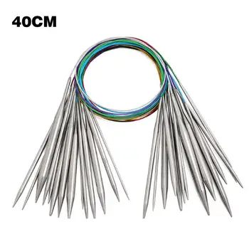 

14pcs 40cm-120cm stainless steel round knitting needle kit DIY knitting tool set